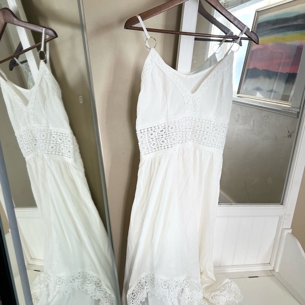 White Lace Trim Dress